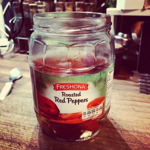 jar of roasted red peppers